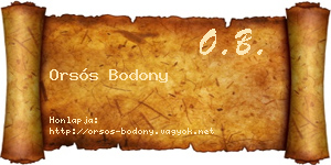 Orsós Bodony névjegykártya